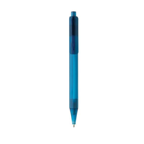 Obrázky: Priehľadné pero X8 z GRS RPET, modré, Obrázok 2