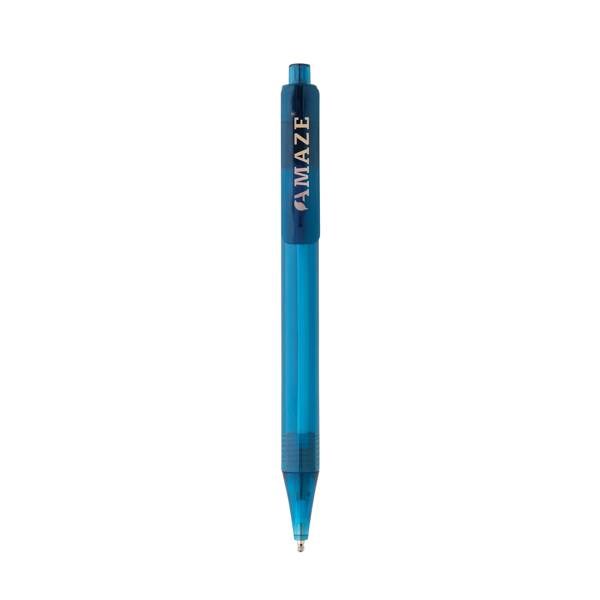 Obrázky: Priehľadné pero X8 z GRS RPET, modré, Obrázok 4