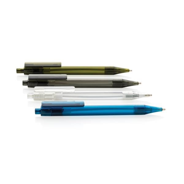 Obrázky: Priehľadné pero X8 z GRS RPET, modré, Obrázok 5