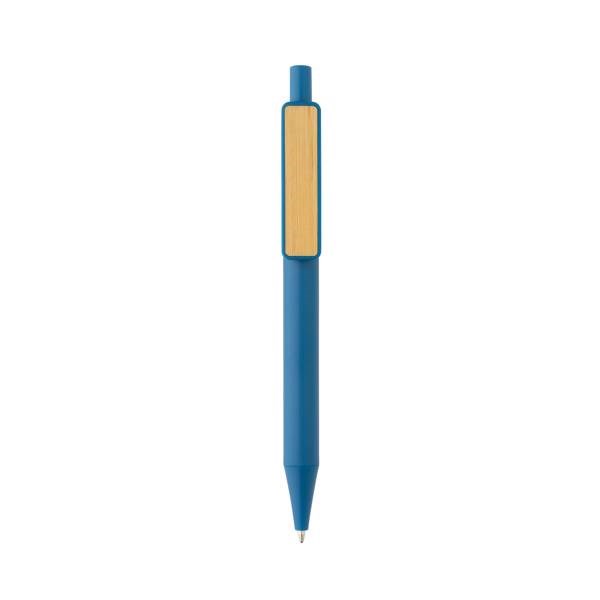 Obrázky: Modré pero z recykl. plastu GRS RABS, bambus. klip, Obrázok 2