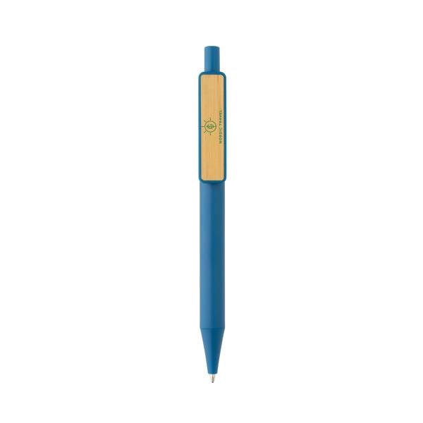Obrázky: Modré pero z recykl. plastu GRS RABS, bambus. klip, Obrázok 4