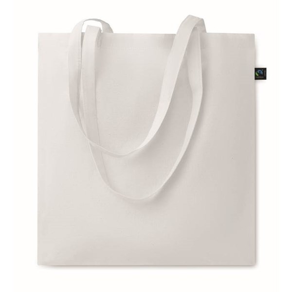 Obrázky: Biela nákupná taška  fairtrade BA 140g, dlhšie uši