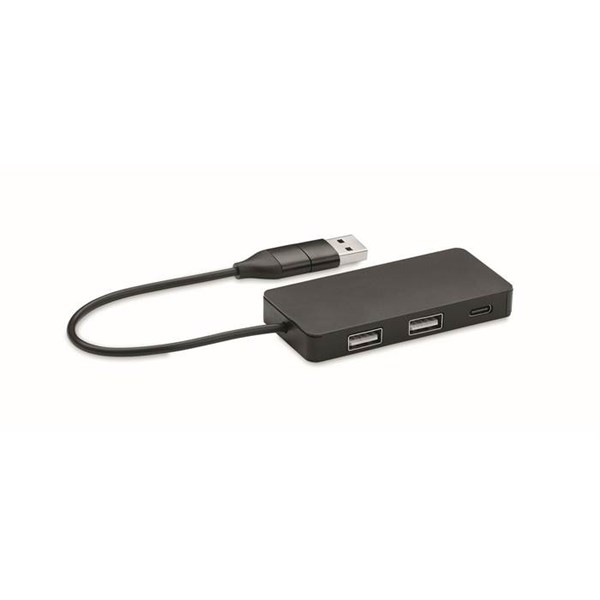 Obrázky: USB rozbočovač s 20cm káblom, čierny
