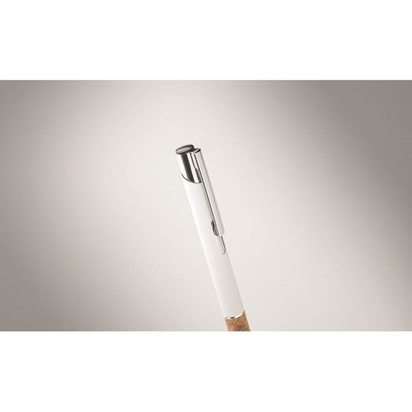 Obrázky: Hliníkové pero s korkovým úchopom, biela, MN, Obrázok 2