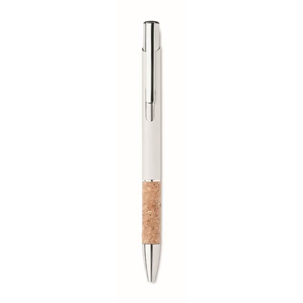 Obrázky: Hliníkové pero s korkovým úchopom, biela, MN, Obrázok 4