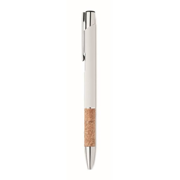 Obrázky: Hliníkové pero s korkovým úchopom, biela, MN, Obrázok 5