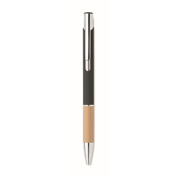 Obrázky: Hliníkové pero s bambusovým úchopom, čierna, MN, Obrázok 4