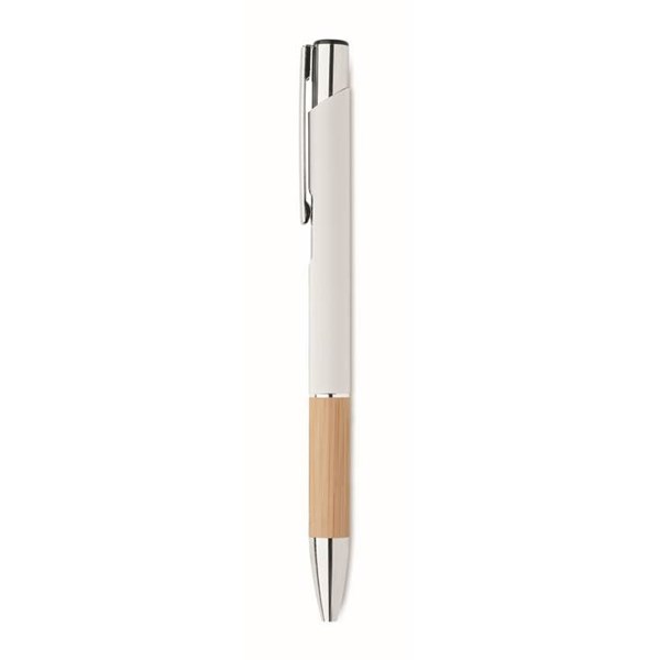 Obrázky: Hliníkové pero s bambusovým úchopom, biela, MN, Obrázok 5
