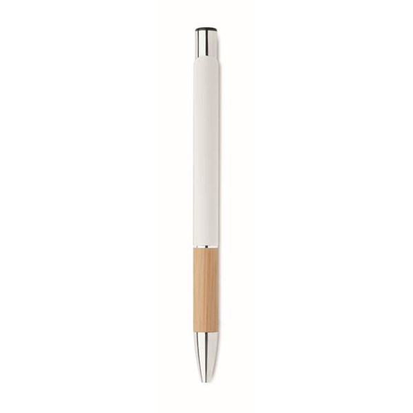 Obrázky: Hliníkové pero s bambusovým úchopom, biela, MN, Obrázok 6