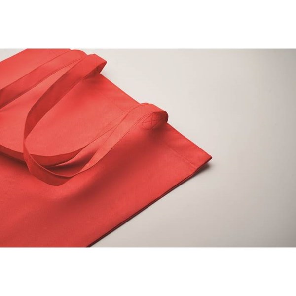 Obrázky: Červená taška netkaná textília RPET, dlhá rukoväť, Obrázok 3