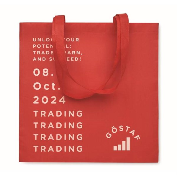Obrázky: Červená taška netkaná textília RPET, dlhá rukoväť, Obrázok 4