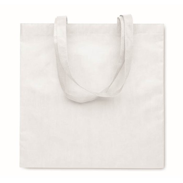 Obrázky: Biela taška netkaná textília RPET, dlhá rukoväť