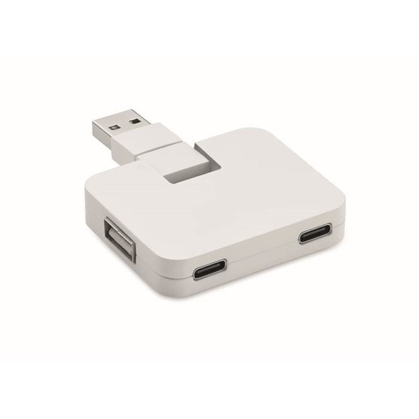 Obrázky: 4portový USB rozbočovač, biely