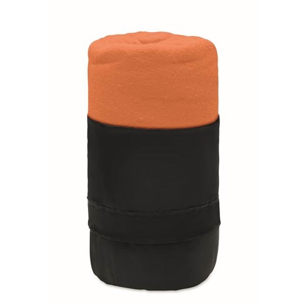 Obrázky: Flísová  cestovná deka z RPET s obalom, oranžová