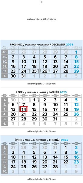 Obrázky: TRIO MAXI BLUE - trojmesačný skladací kalendár, Obrázok 2