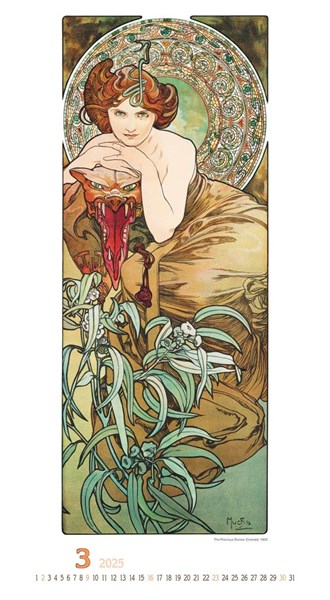 Obrázky: ALFONS MUCHA, nástenný kalendár 330x600 mm, Obrázok 4