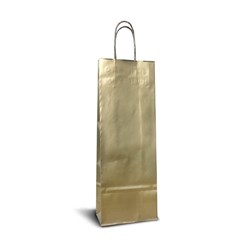 Obrázky: Papierová taška zlatá 14x8x39 mm, krútená šnúra