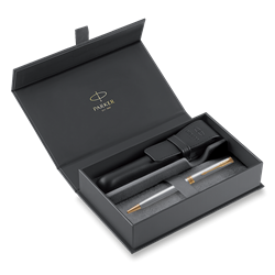 Obrázky: KP PARKER Sonnet St. Steel GT + čierne kož. puzdro