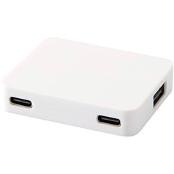 Obrázky: Biely 4port. USB hub/výstup USB-A+Typ-C/duál.Vstup