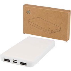Obrázky: Biela powerbanka,reccykl. plast 10 000 mAh 10 W
